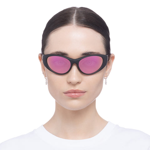 Le Specs Dotcom Matte Black Uni-Sex Wrap Sunglasses | Eyewear Index