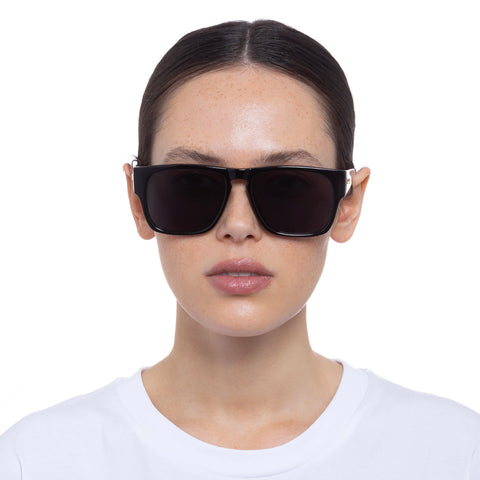 Le Specs Transmission Black Uni-Sex D-Frame Sunglasses | Eyewear Index