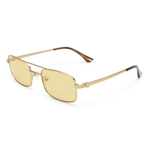 Luv Lou The Rocky Brushed Gold Female Aviator Sunglasses | Eyewear Index