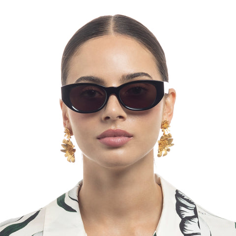 Oroton Nadja Black Female Oval Sunglasses | Eyewear Index