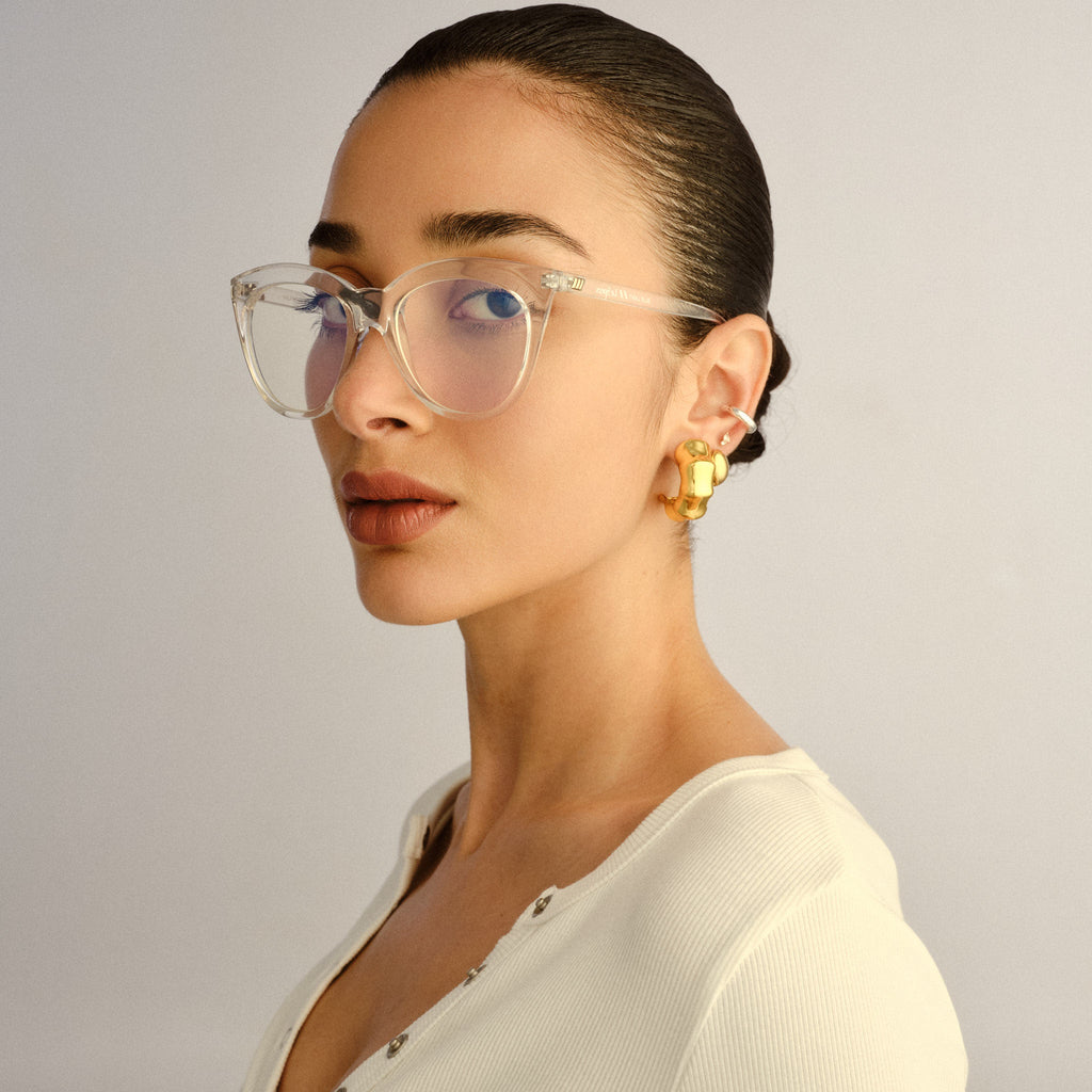 Le Specs Halfmoon Magic Crystal Clear Female Cat-Eye Blue Light