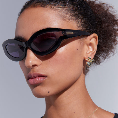 Karen Walker Hana Black Female Wrap Sunglasses | Eyewear Index