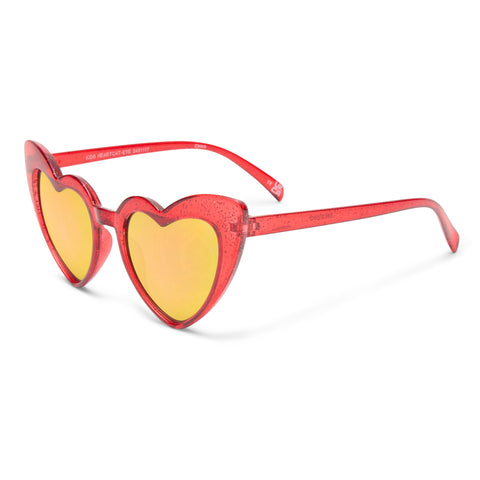 Solarized Kids Heart Cat-Eye Red Glitter Female Novelty Sunglasses | Eyewear Index