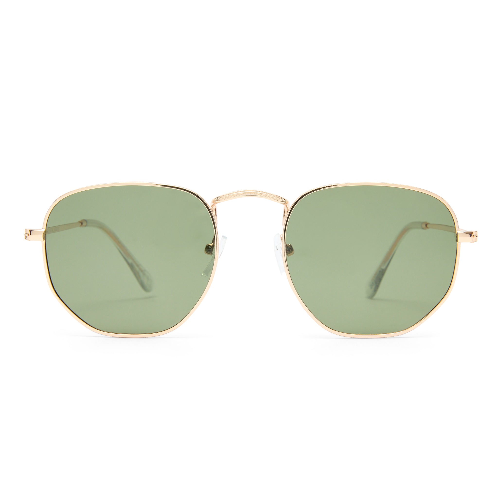 Solarized Hex Metal Gold Uni-Sex Square Sunglasses | Eyewear Index