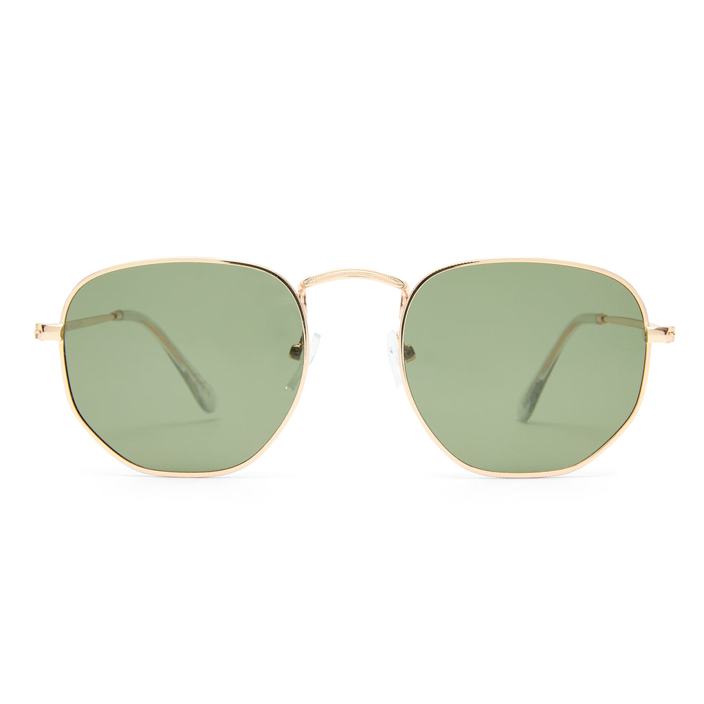 Solarized Hex Metal Gold Uni-Sex Square Sunglasses | Eyewear Index