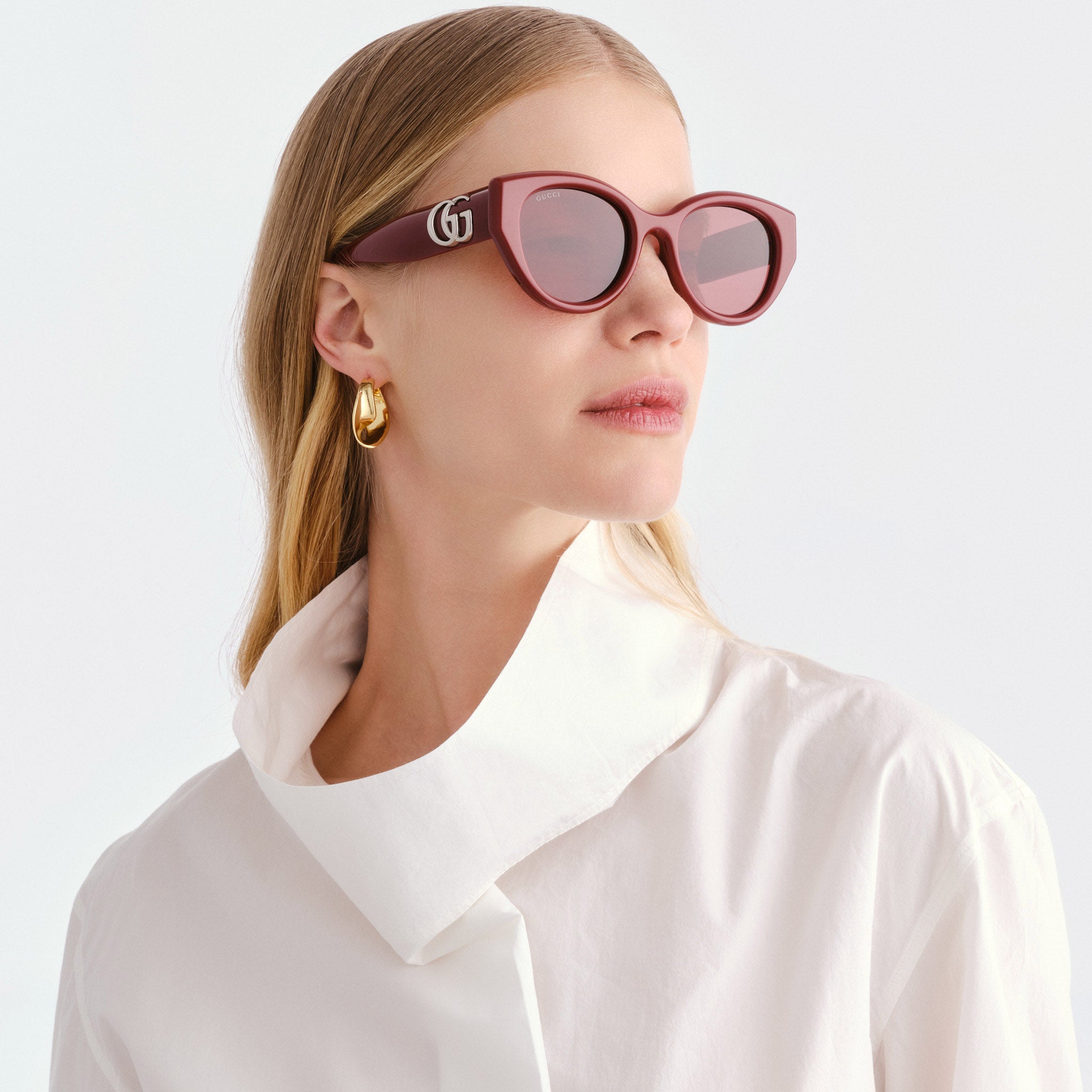 Gucci Gg1976sk Burgundy Female Cat-Eye Sunglasses | Eyewear Index
