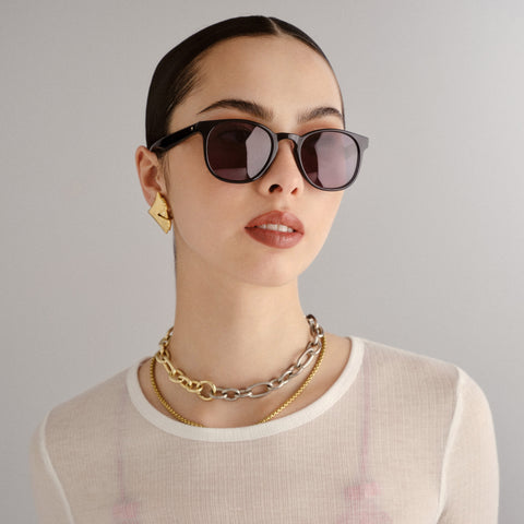 Le Specs Musketeer Charcoal Uni-Sex Round Sunglasses | Eyewear Index