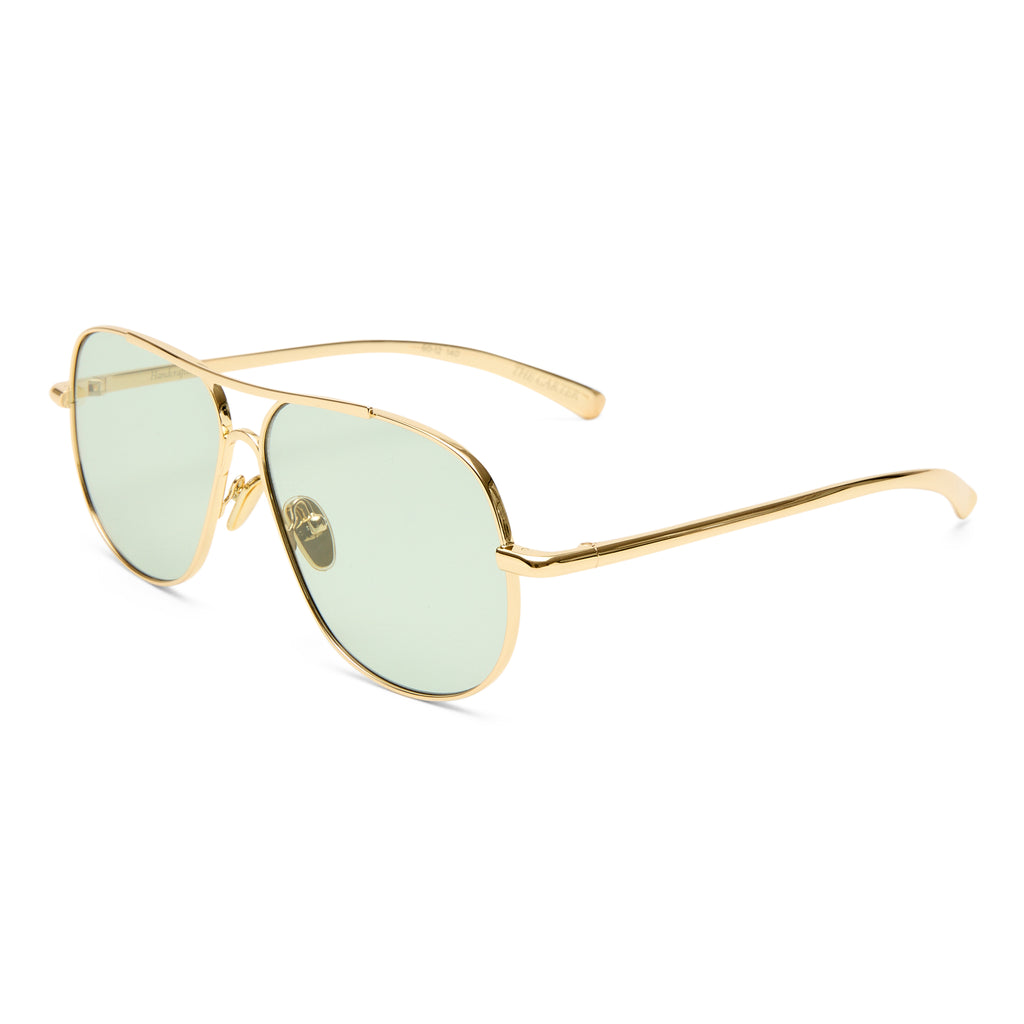 Luv Lou The Carter Bright Gold Female Aviator Sunglasses | Eyewear Index