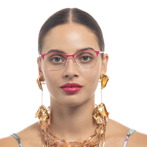 Camilla Harlequin Hot Pink Gold Female Square Optical Frames | Eyewear Index