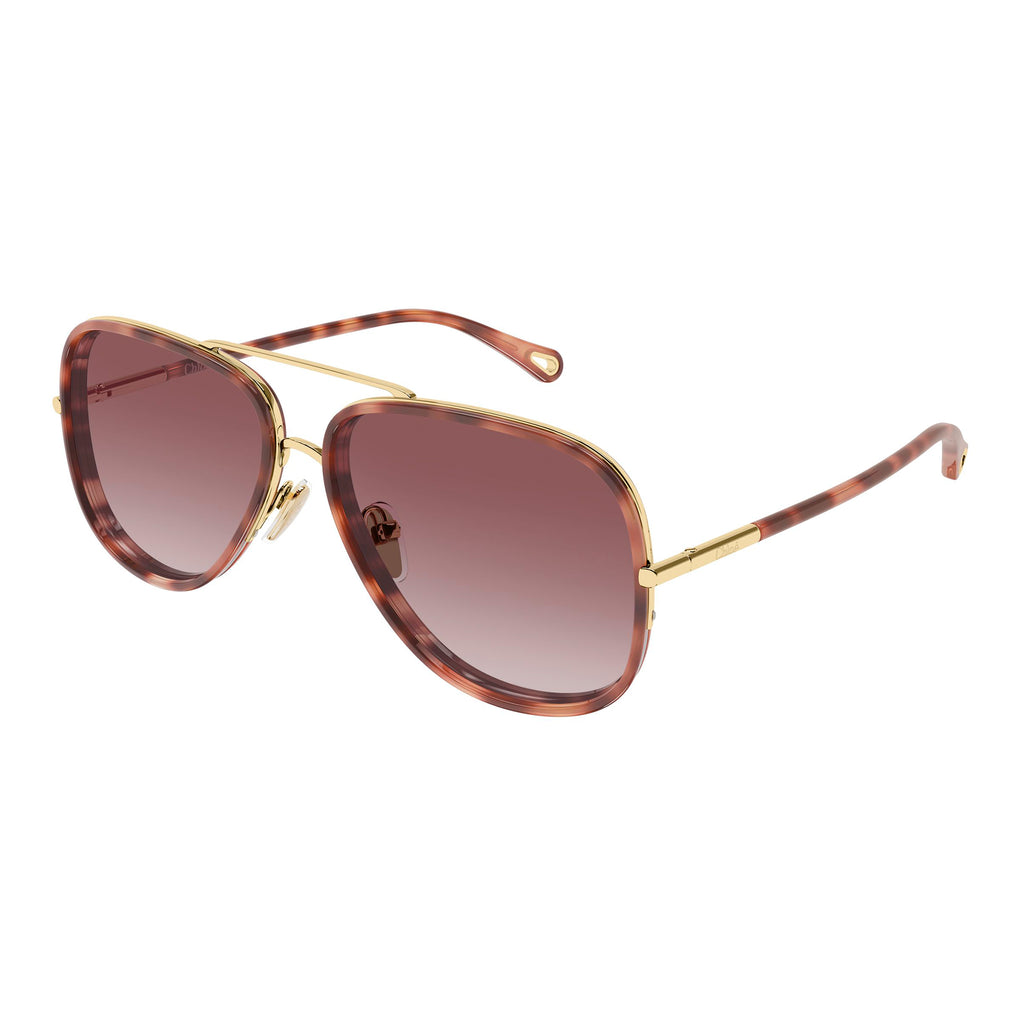 Chloe Ch0382s Gold Female Navigator Sunglasses | Eyewear Index