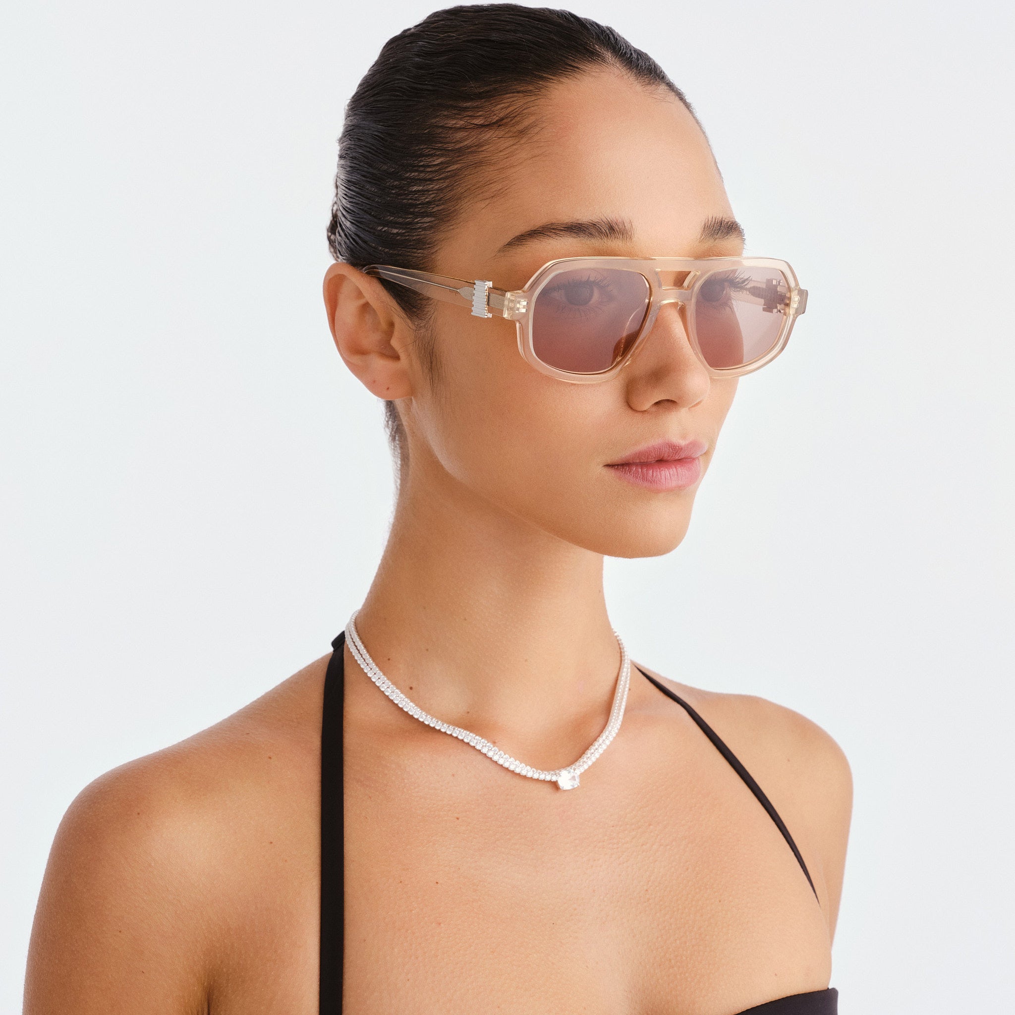 Luv Lou The Banks Luxe Peach Nude Female Aviator Sunglasses | Eyewear Index