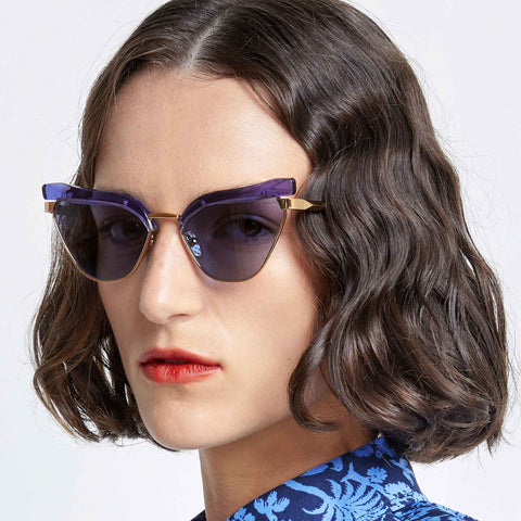 Karen Walker Fantasia Powder Blue Female Cat-Eye Sunglasses | Eyewear Index