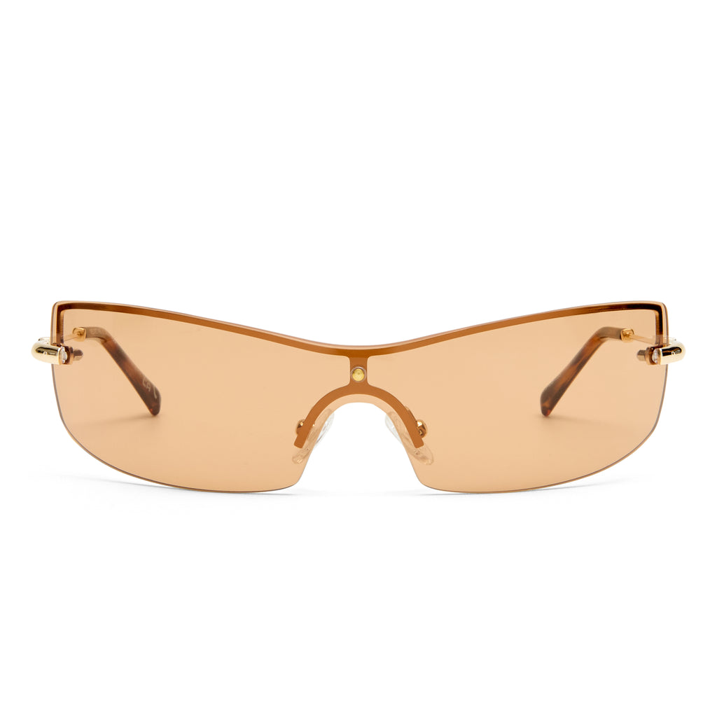 Le Specs Velvetine Gold Uni-Sex Wrap Sunglasses | Eyewear Index