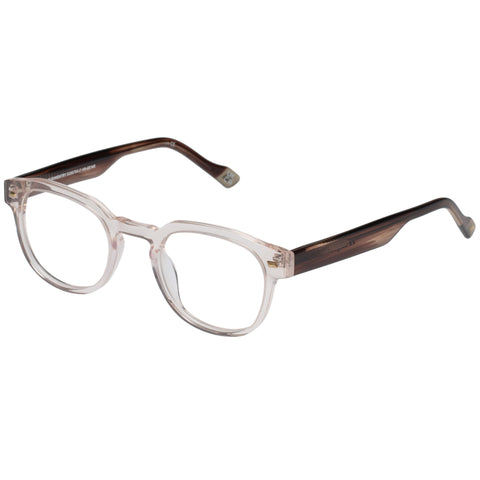 Le Specs Rudimentary 49 Sand Scratched Woodgrain Uni-Sex Round Optical Frames | Eyewear Index