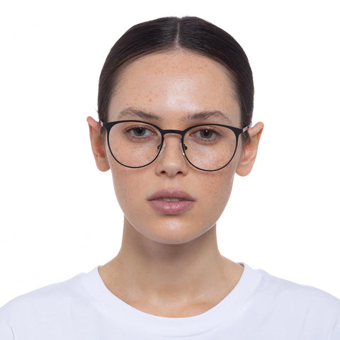 Le Specs Disko Satin Black Female Round Optical Frames | Eyewear Index