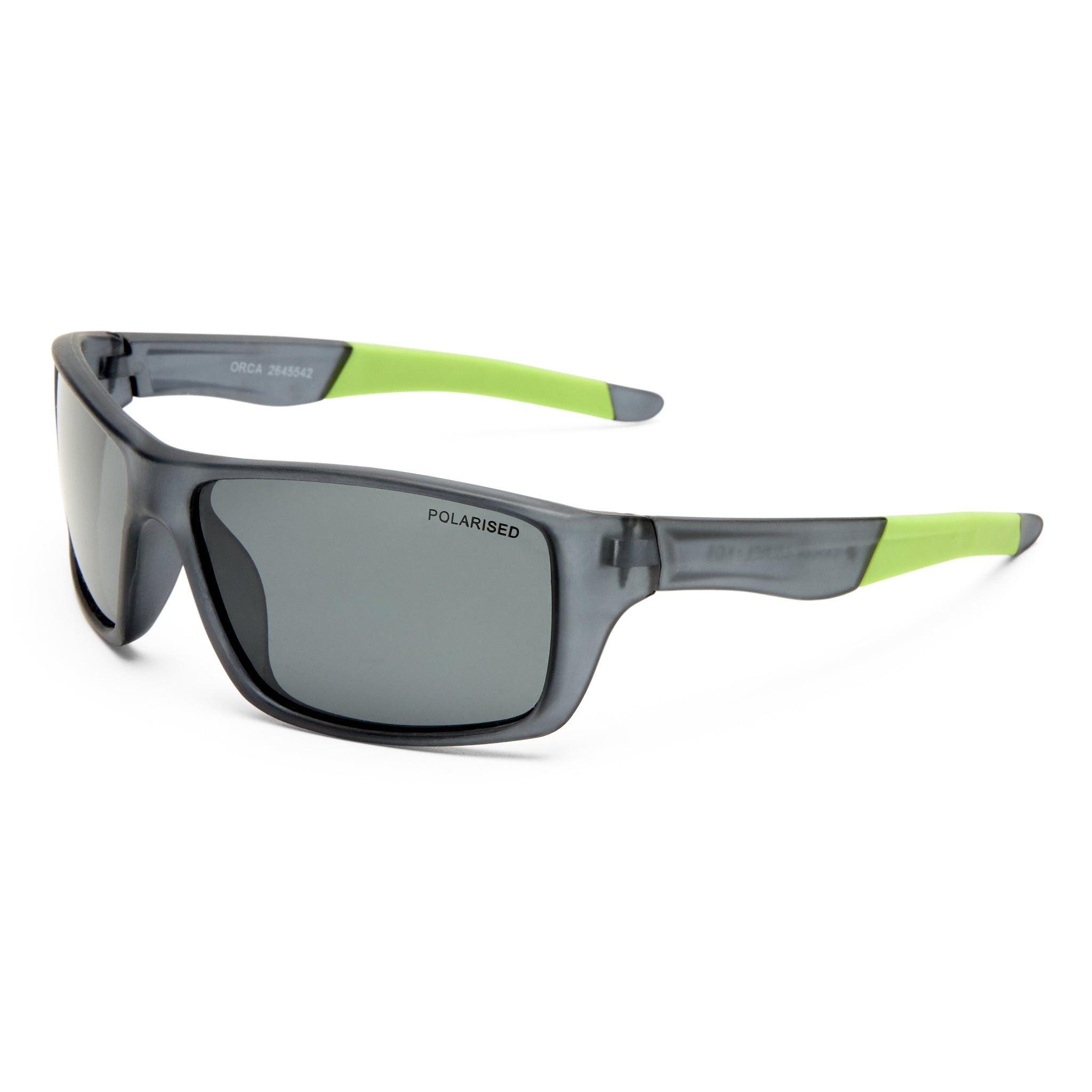 Cancer Council Orca Kids Matte Crystal Black Lime Male Wrap Sunglasses | Eyewear Index