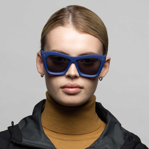 Indescratchables Peripheral 01 Indigo Rubber Uni-Sex Cat-Eye Sunglasses | Eyewear Index