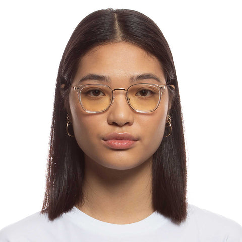 Le Specs Racketeer Crystal Clear Uni-Sex Square Blue Light | Eyewear Index