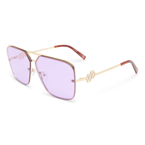 Le Specs Metazoic Bright Gold Female D-Frame Sunglasses | Eyewear Index