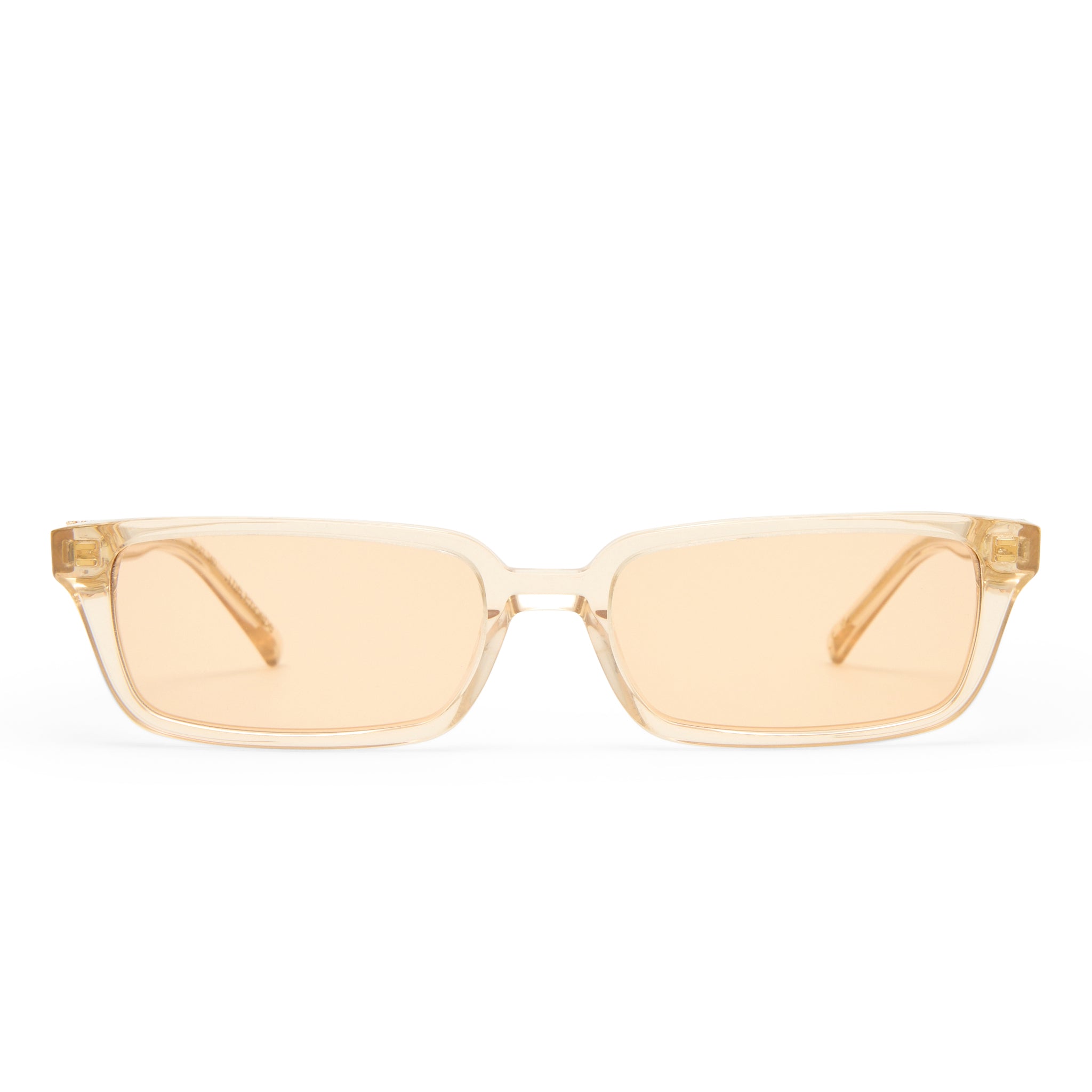 Luv Lou The Phoebe Luxe Peach Nude Female Rectangle Sunglasses | Eyewear Index
