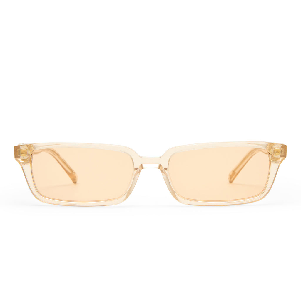 Luv Lou The Phoebe Luxe Peach Nude Female Rectangle Sunglasses | Eyewear Index
