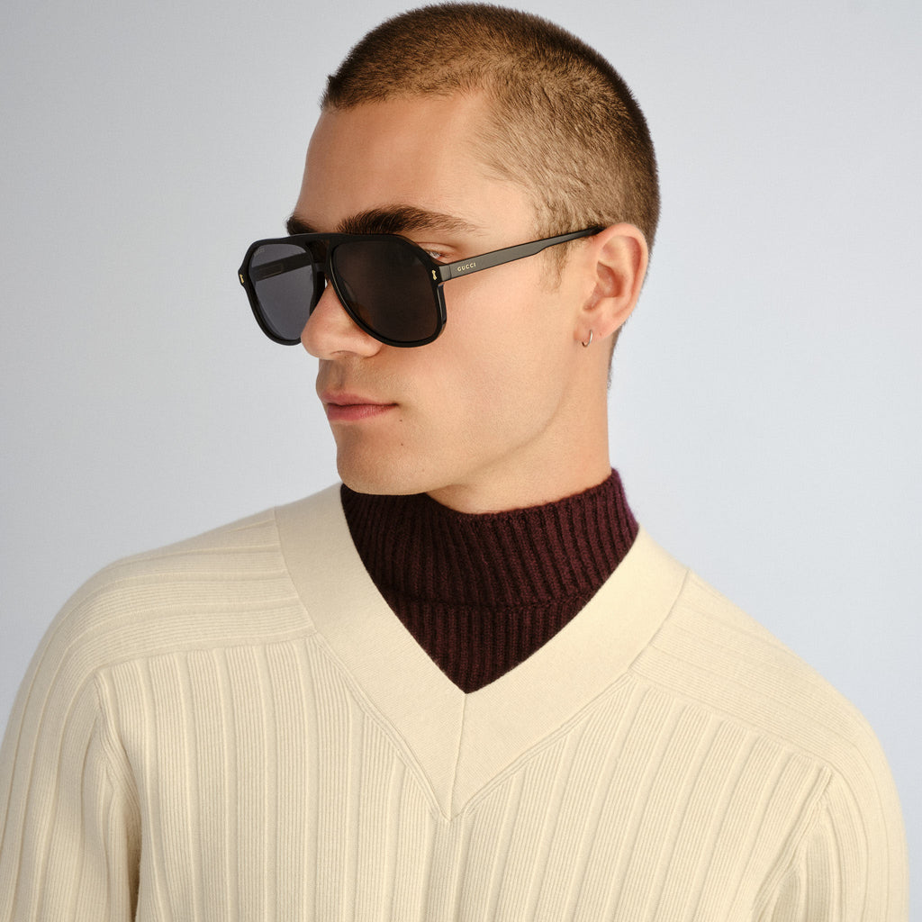 Gucci Gg1042s Black Male Aviator Sunglasses | Eyewear Index