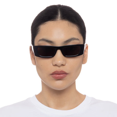 Saint Laurent Sl553 Black Uni-Sex Rectangle Sunglasses | Eyewear Index