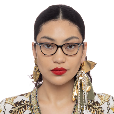 Camilla Weekend In Napa Dark Tort Glitter Leopard Female Cat-Eye Optical Frames | Eyewear Index