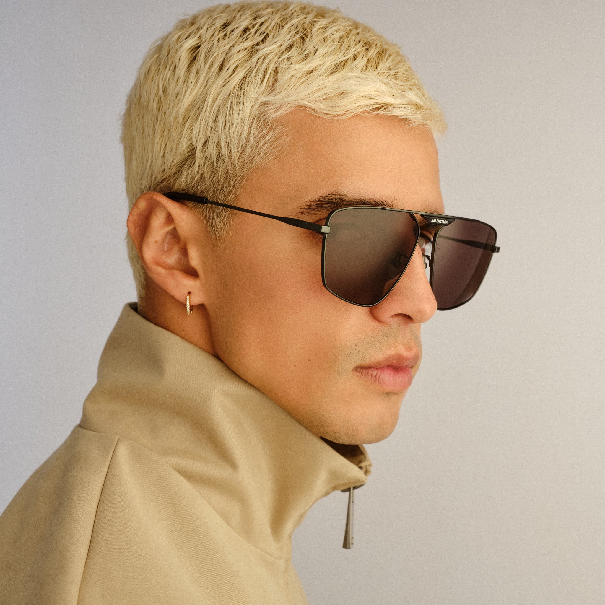 Balenciaga Bb0246sa Grey Male Aviator Sunglasses | Eyewear Index