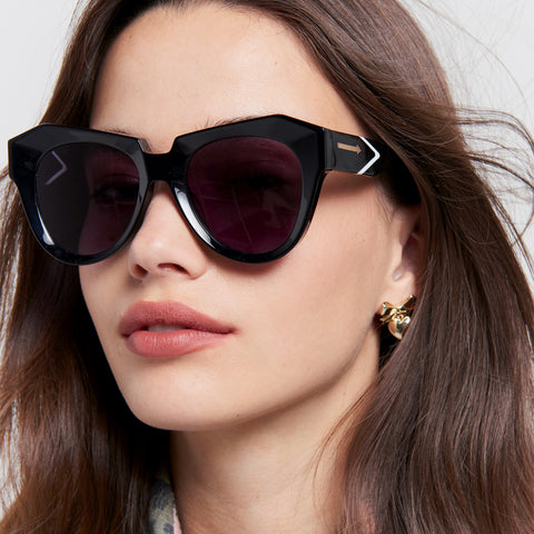 Karen Walker Apollo One Black Female Cat-Eye Sunglasses | Eyewear Index