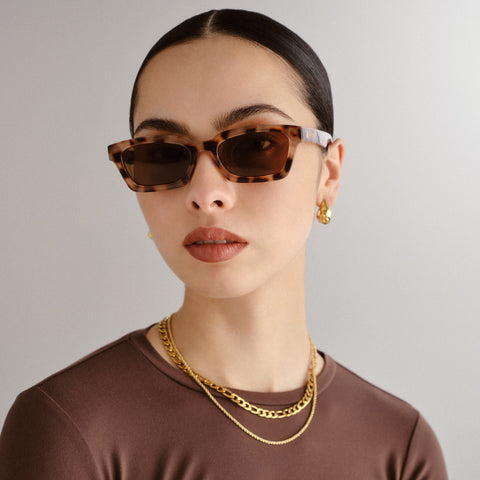 Aire Sculptor Cookie Tort Uni-Sex Rectangle Sunglasses | Eyewear Index