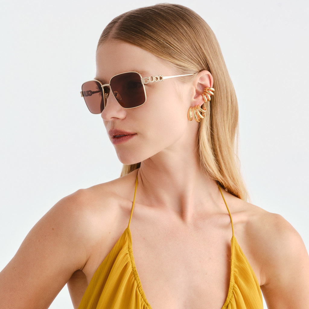 Gucci Gg1937s Gold Female Rectangle Sunglasses | Eyewear Index