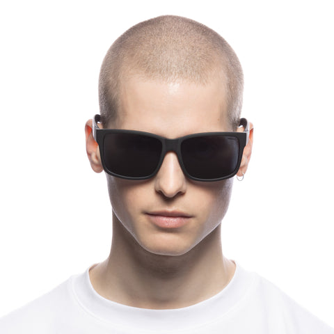 Solarized Square D-Frame Black Rubber Male D-Frame Sunglasses | Eyewear Index