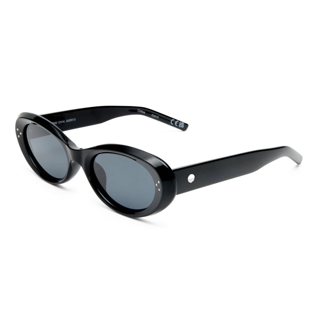 Solarized Almond Oval Black Uni-Sex Oval Sunglasses | Eyewear Index