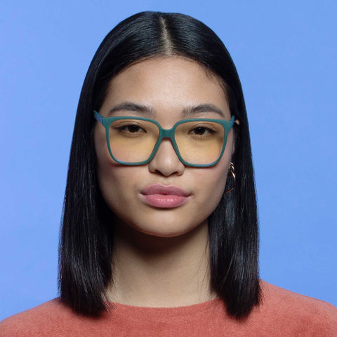 The Book Club Ricehead Inhibited Green Uni-Sex Square Readers | Eyewear Index