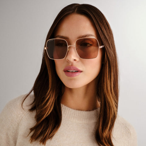 Gucci Gg1434s Gold Female Rectangle Sunglasses | Eyewear Index