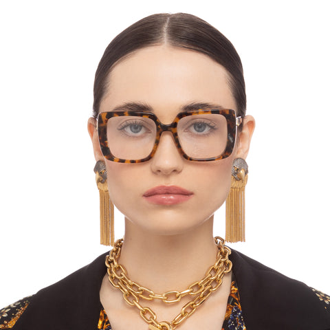 Camilla Surf To The City Black Feather Tort Female Rectangle Optical Frames | Eyewear Index