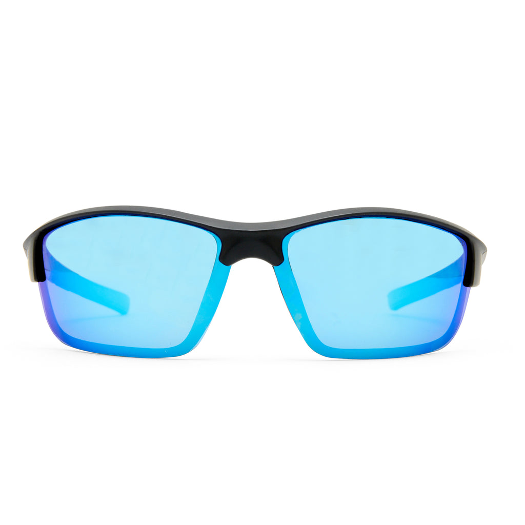 Fish Outrigger Matte Black Dark Blue Male Wrap Sunglasses | Eyewear Index