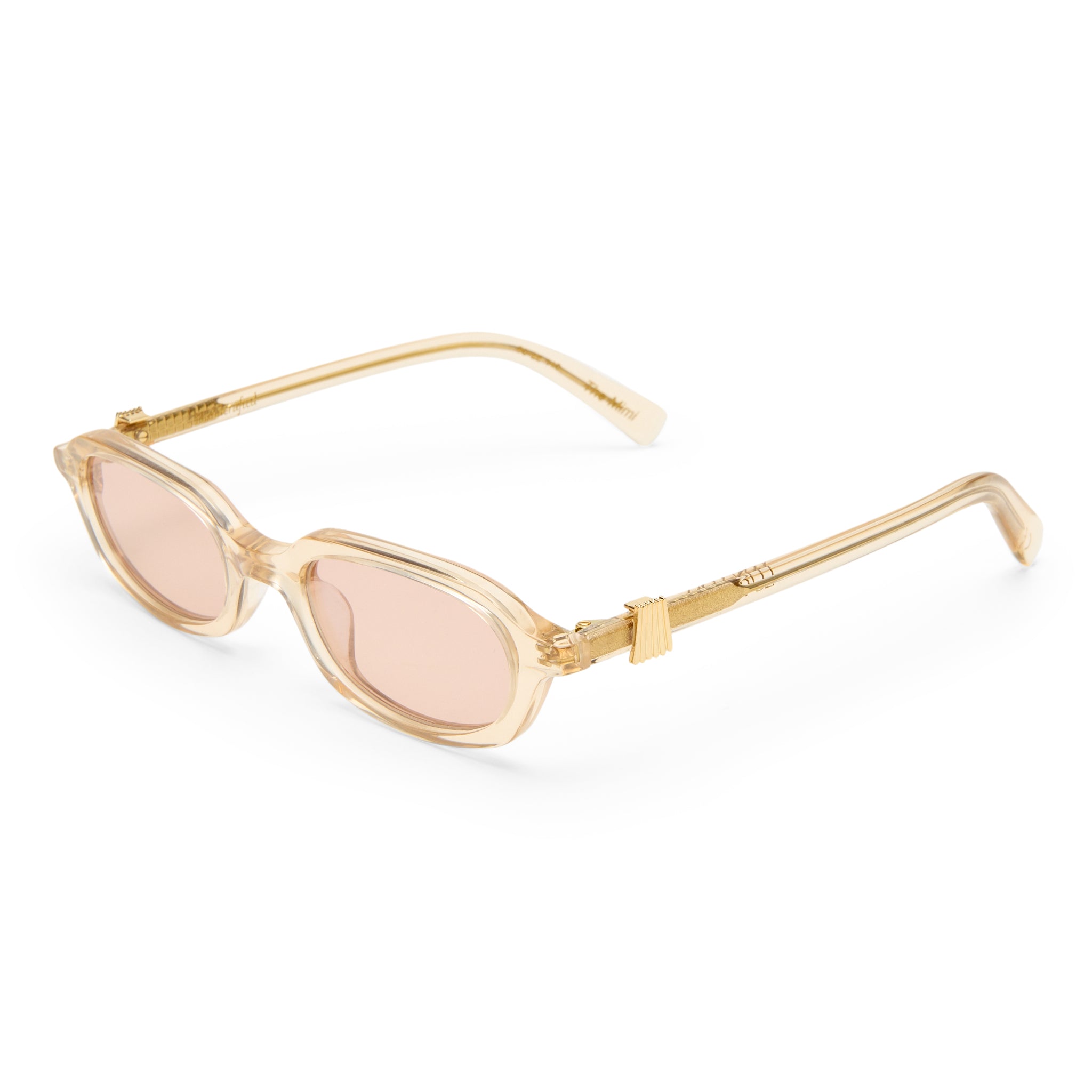 Luv Lou The Mimi Luxe Peach Nude Female Rectangle Sunglasses | Eyewear Index