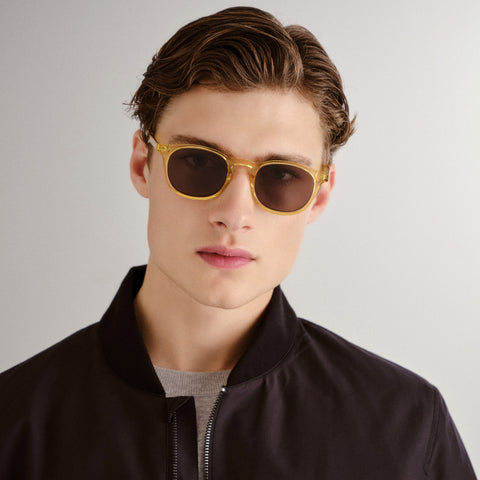 Le Specs Club Royale Butterscotch Uni-Sex Round Sunglasses | Eyewear Index