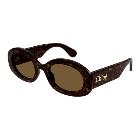 Chloe Ch0258s Havana Female Round Sunglasses | Eyewear Index