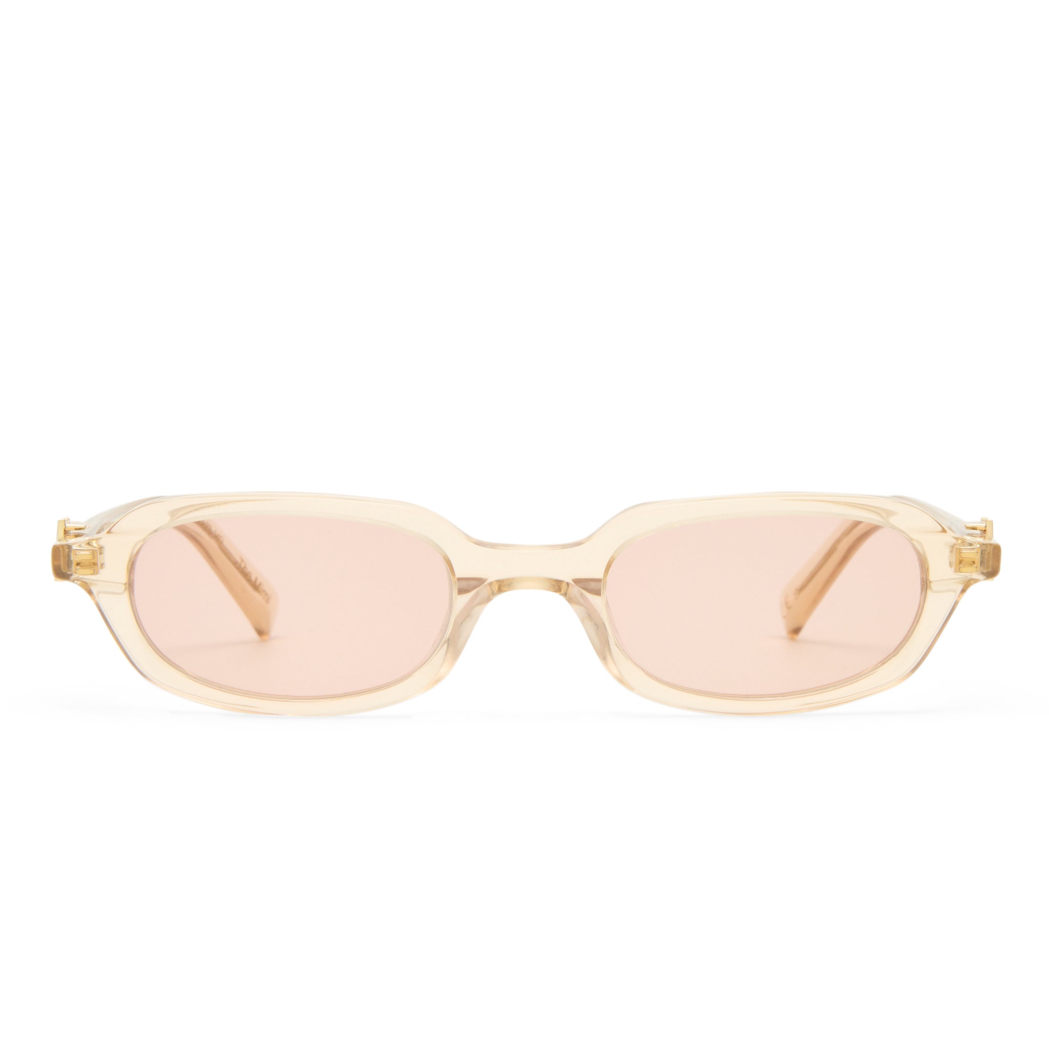 Luv Lou The Mimi Luxe Peach Nude Female Rectangle Sunglasses | Eyewear Index