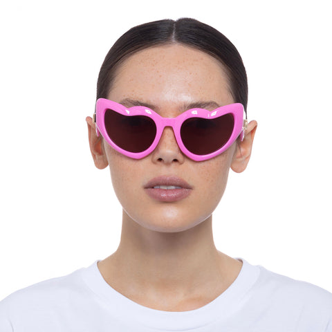 Le Specs Fast Love Powder Pink Female Cat-Eye Sunglasses | Eyewear Index