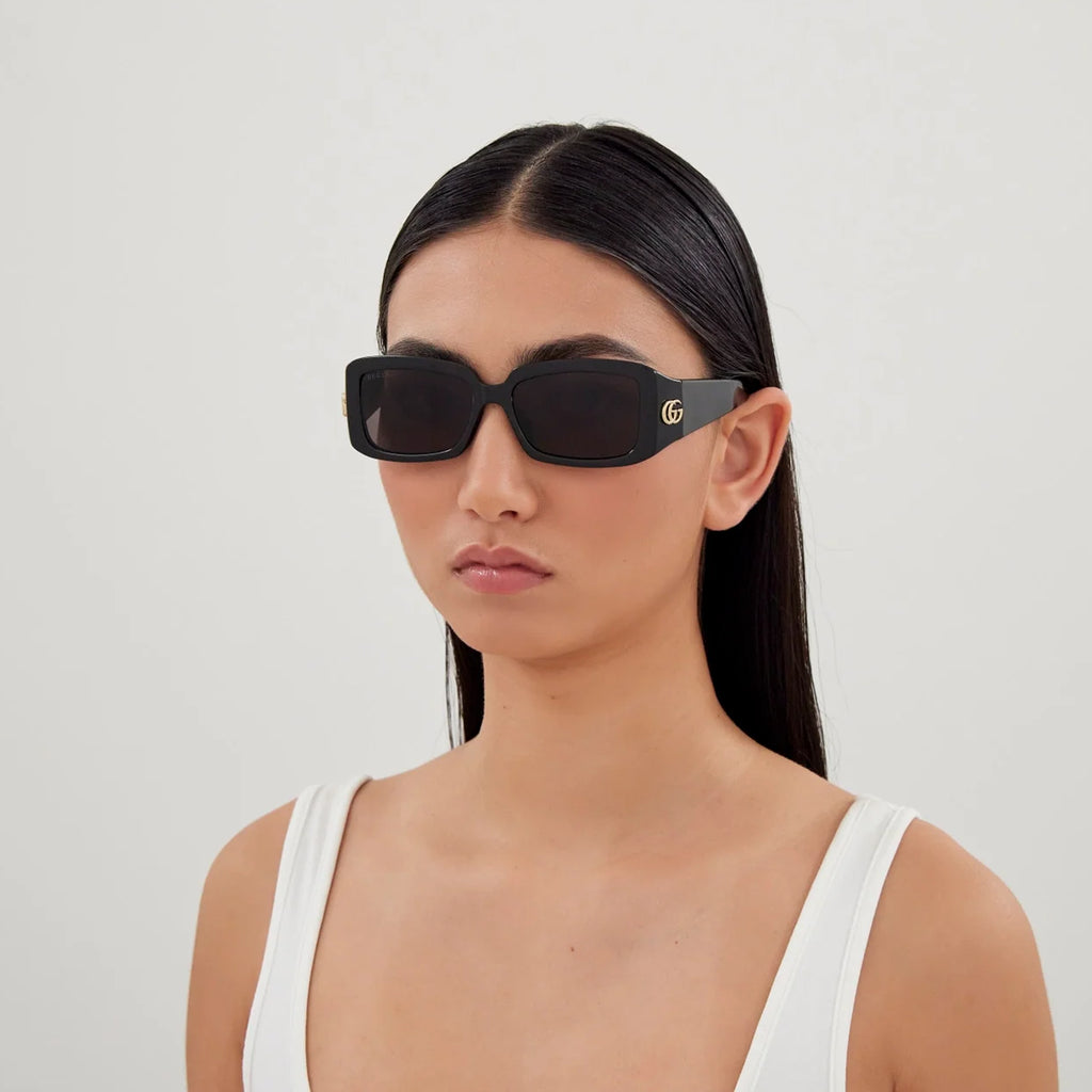 Gucci Gg1403sk Black Female Rectangle Sunglasses | Eyewear Index