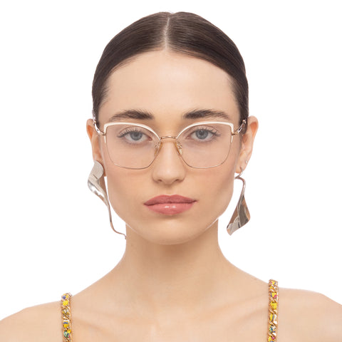 Camilla Full Vintage Rose Gold Ivory Female Cat-Eye Optical Frames | Eyewear Index