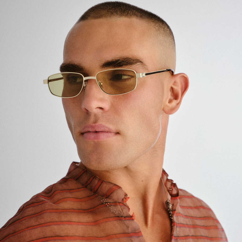 Le Specs Torrid Gold Uni-Sex Rectangle Sunglasses | Eyewear Index