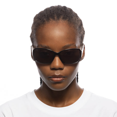 Solarized Glam Wrap Black Pearl Gold Female Wrap Sunglasses | Eyewear Index