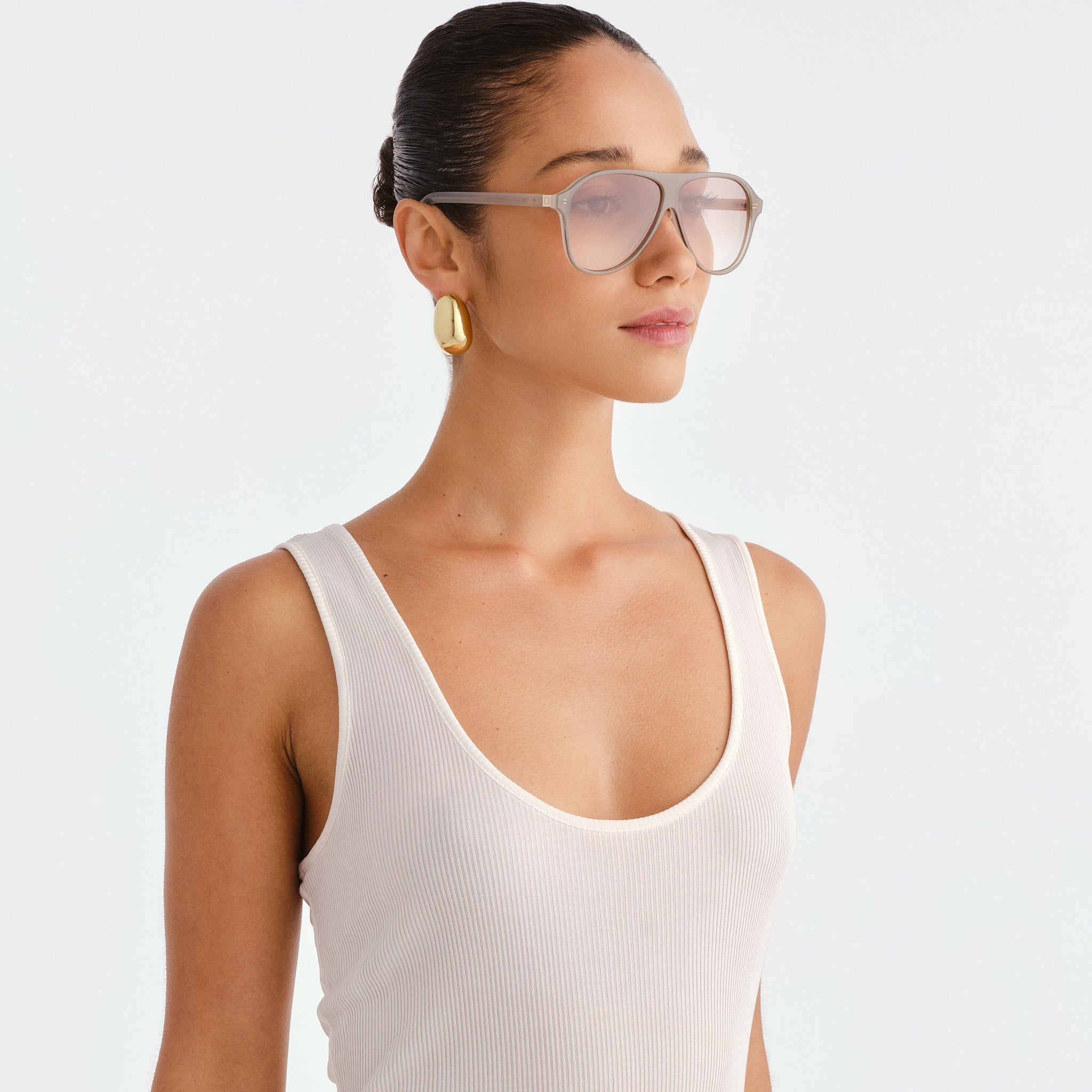 Luv Lou The Eve Milky Eucalyptus Female Aviator Sunglasses | Eyewear Index