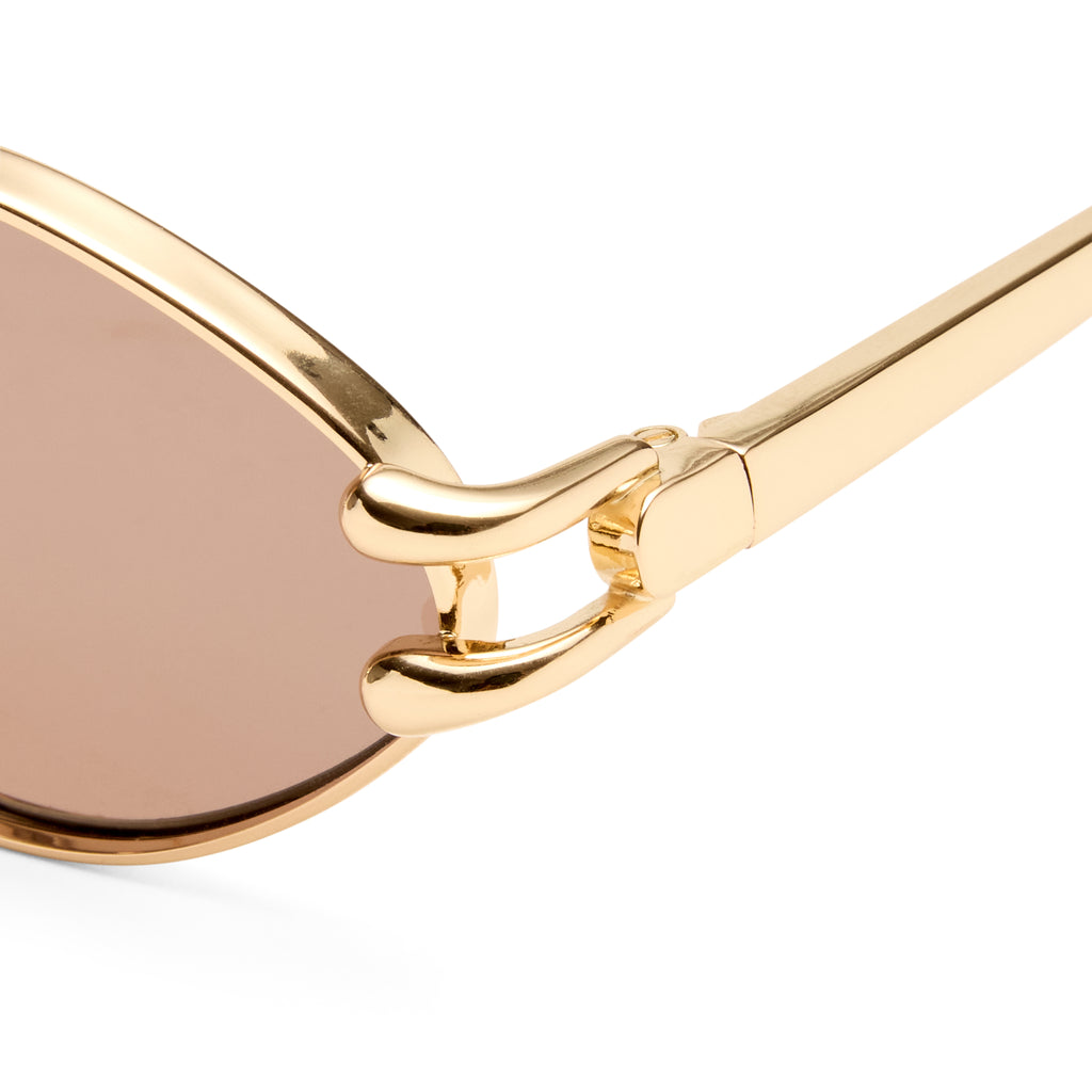 Le Specs Numero Quince Gold Female Oval Sunglasses | Eyewear Index