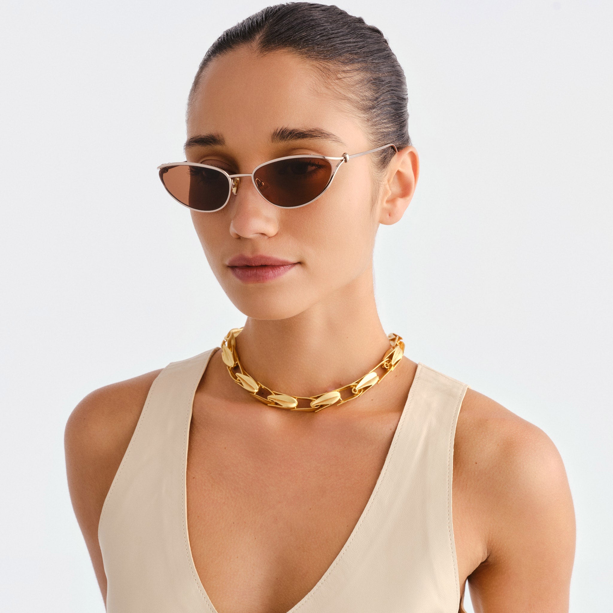 Bottega Veneta Bv1330s Gold Female Cat-Eye Sunglasses | Eyewear Index